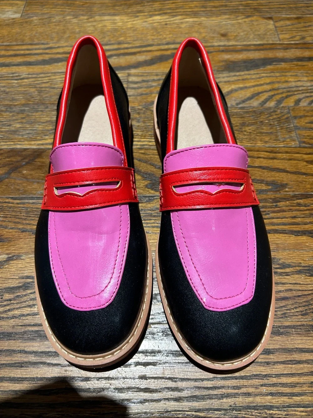 Women’s Two-Tone Pink and Black Penny Loafers size 37